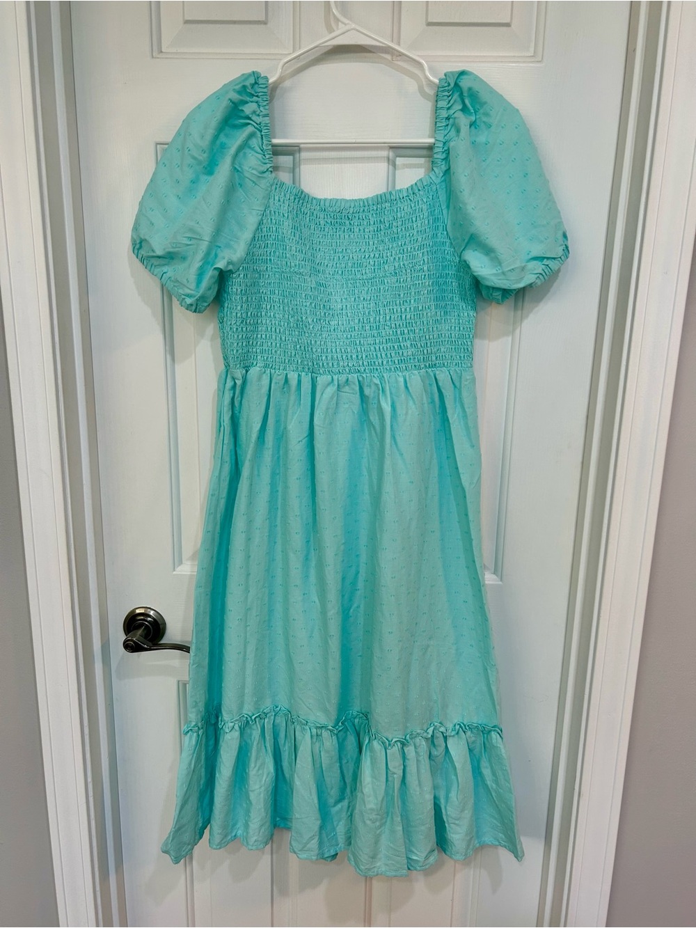 NWT TCP Mommy & Me Collection Women’s Aqua Smocked Puff-Sleeve Midi Dress, Sz L - Picture 7 of 7
